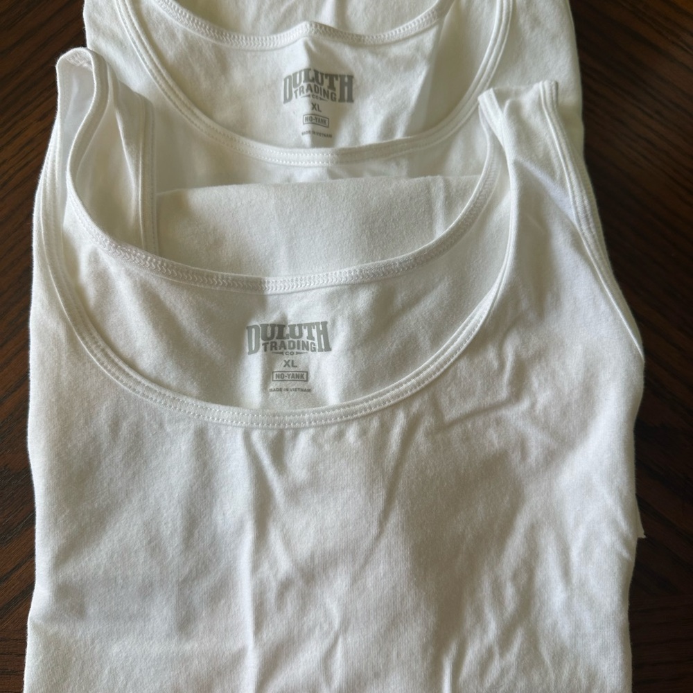 Two Women’s No Yank tanks from Duluth Trading
